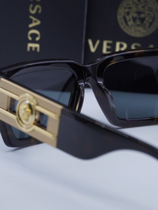 Versace VE4459 108/87 Unisex Rectangle Sunglasses – Havana / Dark Grey main image 6